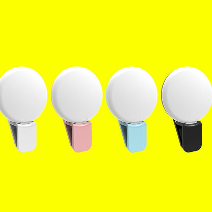 Portable Mini Beauty Light For Smartphones - 3 Brightness Levels 9 Led Warm / White - Iphone Galaxy Huawei Xiaomi Lg Htc - Black
