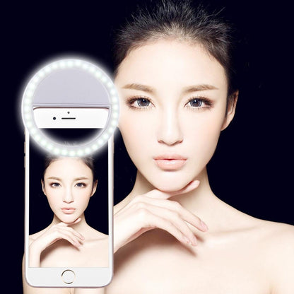 Adjustable Clip Beauty Light for Smartphones - Usb Cable - Black