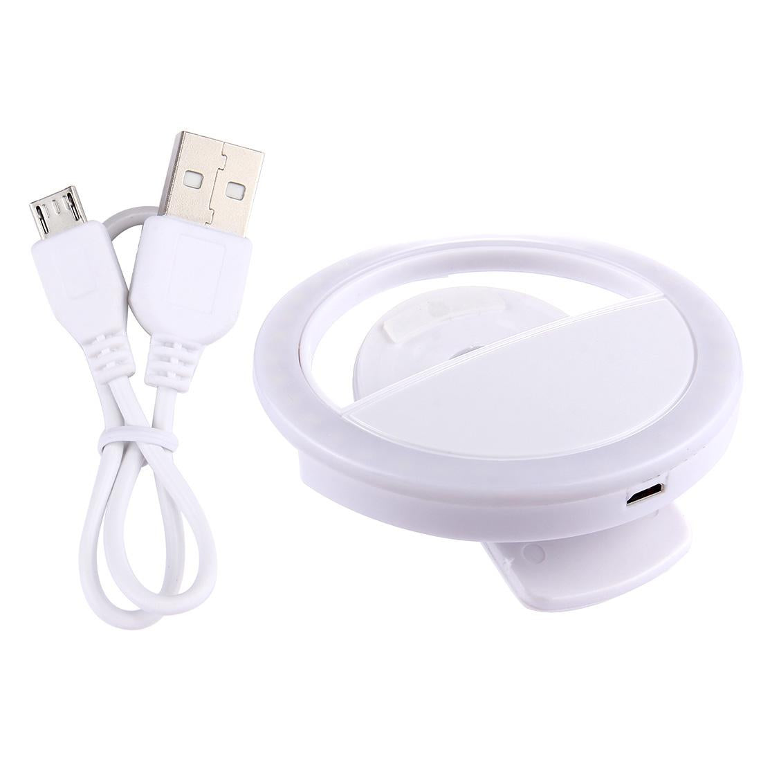 Adjustable Clip Beauty Light for Smartphones - Usb Cable - Black
