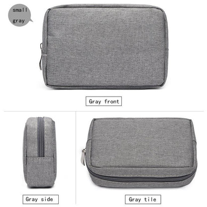 Versatile Headphone Charger & Data Cable Storage Bag - 17 x 11.5 x 5.5cm - Black