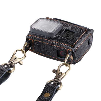 Genuine Leather Housing Case for Gopro Hero7 / 6 / 5 with Neck Strap and 52mm Uv Lens