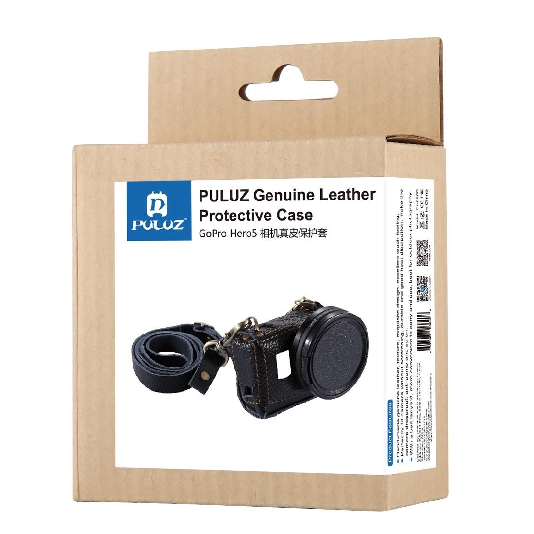 Genuine Leather Housing Case for Gopro Hero7 / 6 / 5 with Neck Strap and 52mm Uv Lens