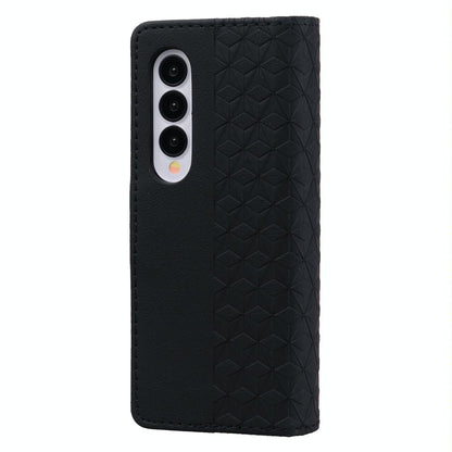 For Samsung Galaxy Z Fold4 5G Leather Phone Case With Diamond Buckle And Lanyard - Brown