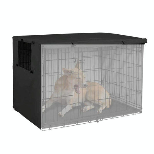 Outdoor Pet Cage Cover - Oxford Cloth Dustproof Rainproof Sunscreen - 124.5X79X84Cm - Black