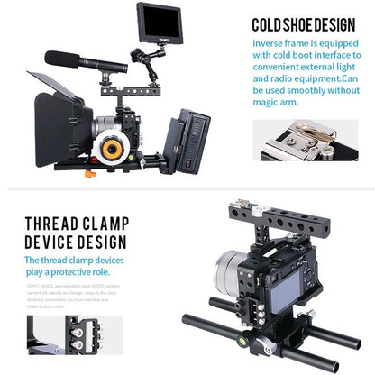 Camera Stabilizer Cage - Black for Sony A6000 / A6300 / A6500 / A6400