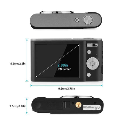 2.7k Full Hd 44mp 16x Zoom 2.88 Digital Camera for Kids - Black