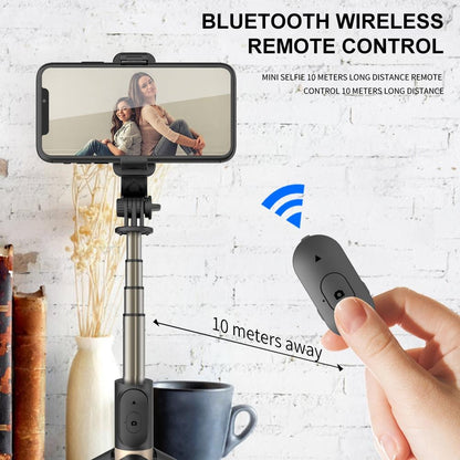 Bluetooth Remote Selfie Stick with Tripod and Phone Holder - Black