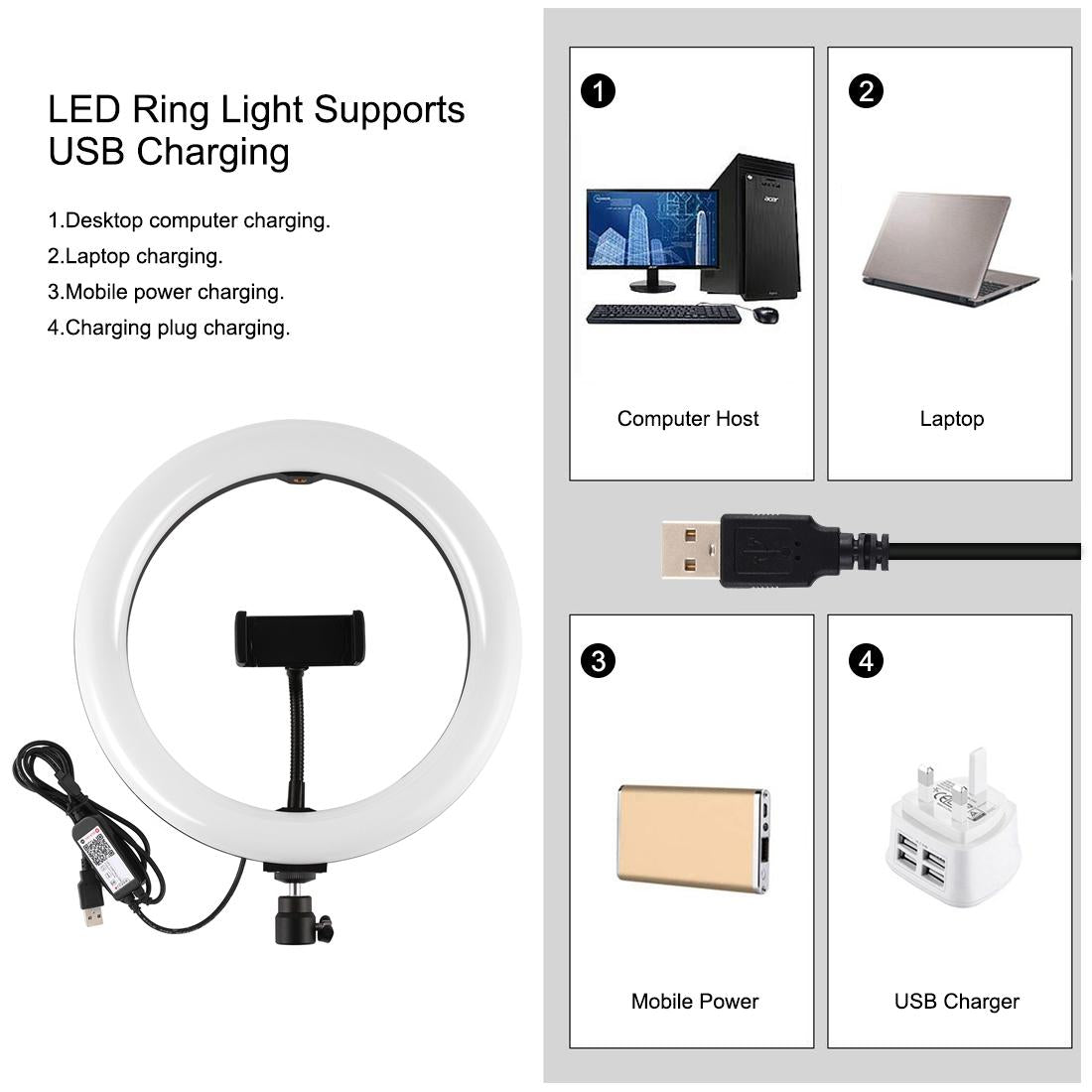 10.2 Rgbw Led Ring Light Kit With Tripod And Phone Mount