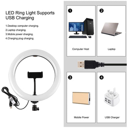 10.2 Rgbw Led Ring Light Kit With Tripod And Phone Mount