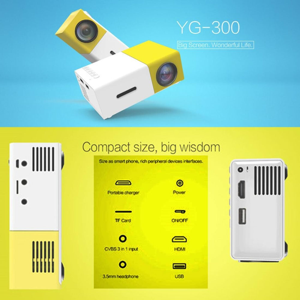 Portable Mini Home Theater Projector - 400 Lumens Hdmi / Av / Sd / Usb Remote Control - Black