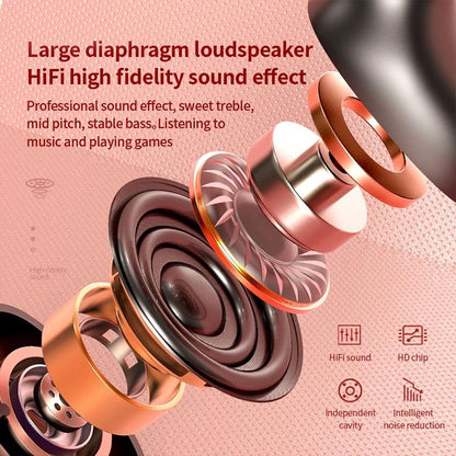 True Wireless Bluetooth 5.0 Earphones with Touch Display and Charging Box - Black