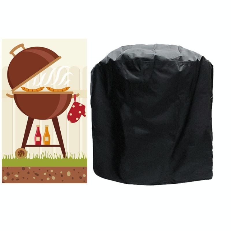 Waterproof Bbq Grill Cover - 210D Oxford Cloth Anti-Uv Dust-Proof 71X73Cm Black