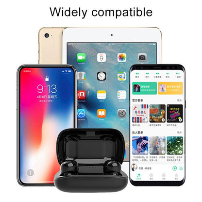 Waterproof Touch Wireless Bluetooth Earphones + Charging Box - Black