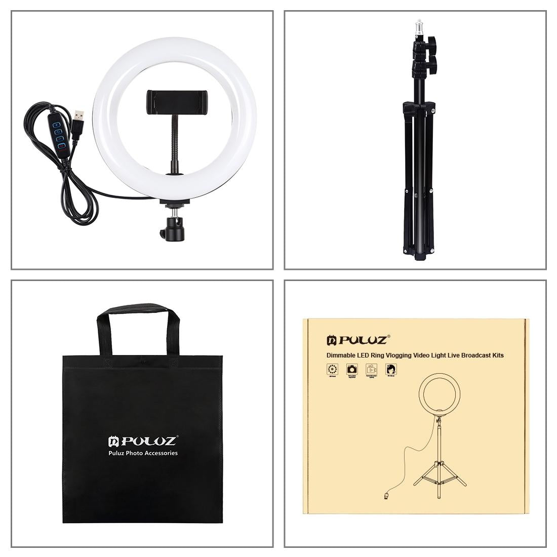 7.9 Led Ring Light With Tripod And Phone Clamp - 3 Modes Dual Colour Temperature Dimmable - Black