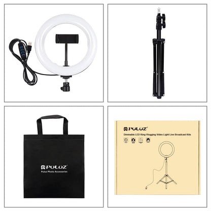 7.9 Led Ring Light With Tripod And Phone Clamp - 3 Modes Dual Colour Temperature Dimmable - Black
