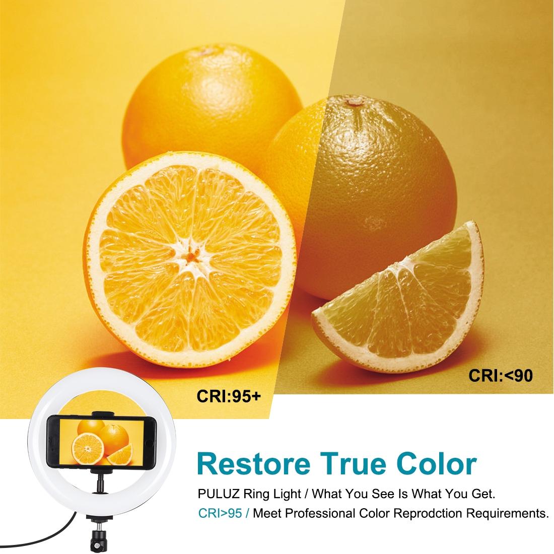7.9 Led Ring Light With Tripod And Phone Clamp - 3 Modes Dual Colour Temperature Dimmable - Black