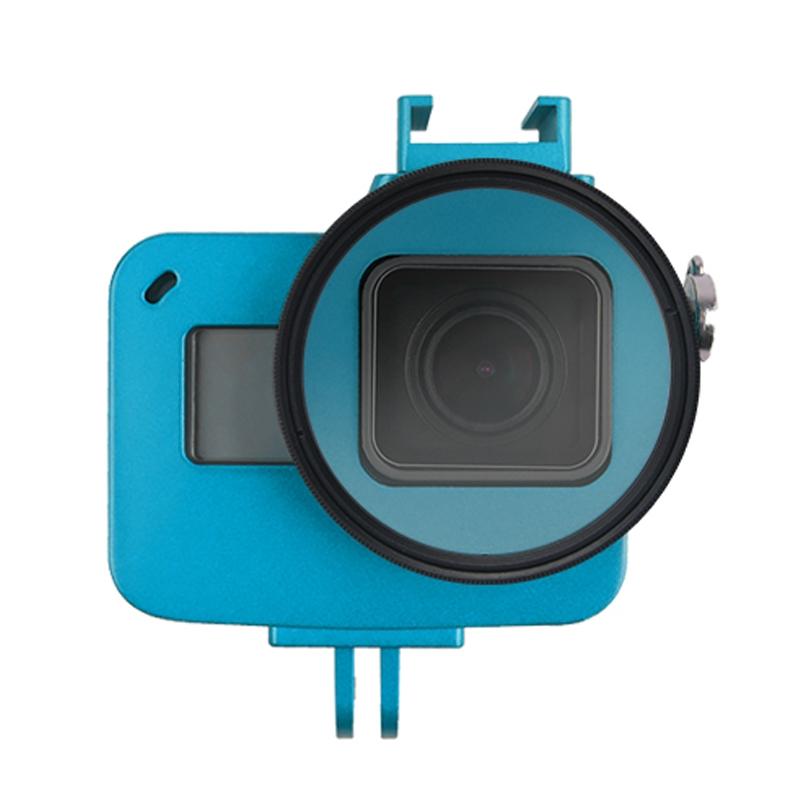 Aluminum Protective Cage with Insurance Frame and 52mm Uv Lens for Gopro Hero7 / 6 / 5 - Black