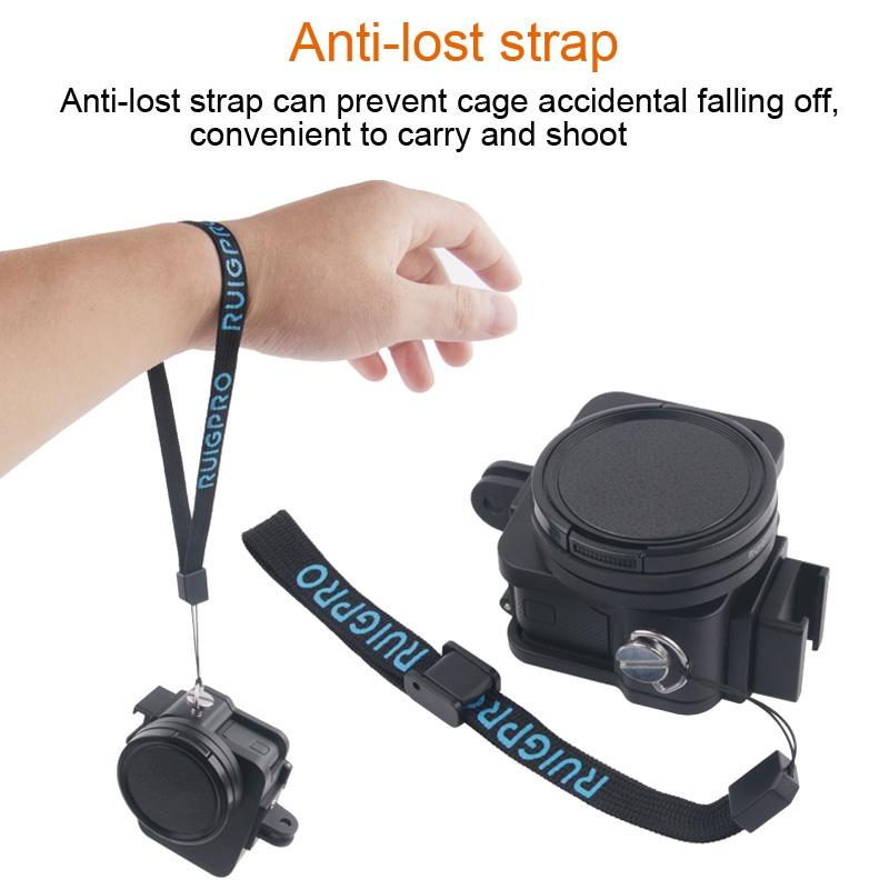Aluminum Protective Cage with Insurance Frame and 52mm Uv Lens for Gopro Hero7 / 6 / 5 - Black