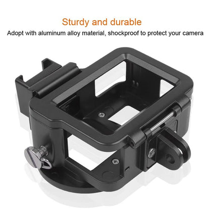 Aluminum Protective Cage with Insurance Frame and 52mm Uv Lens for Gopro Hero7 / 6 / 5 - Black
