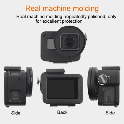 Aluminum Protective Cage with Insurance Frame and 52mm Uv Lens for Gopro Hero7 / 6 / 5 - Black