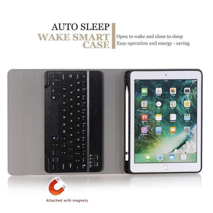 Bluetooth Keyboard & Leather Tablet Case For Ipad Pro / Air 9.7 With Detachable Design & Pencil Holder - Black