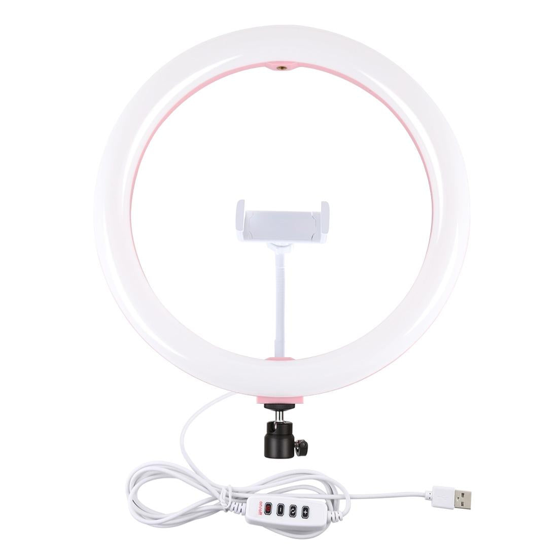 30cm Usb Dual Colour Led Ring Light with Phone Clamp - Black