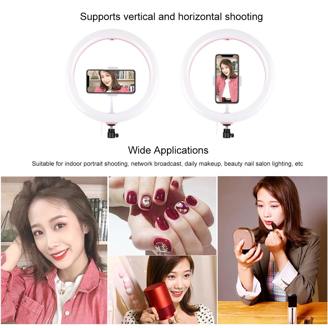 30cm Usb Dual Colour Led Ring Light with Phone Clamp - Black