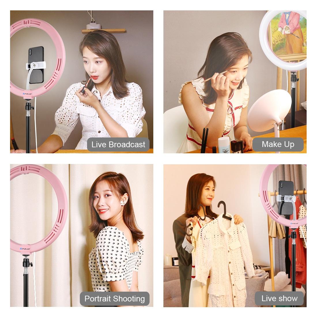 30cm Usb Dual Colour Led Ring Light with Phone Clamp - Black