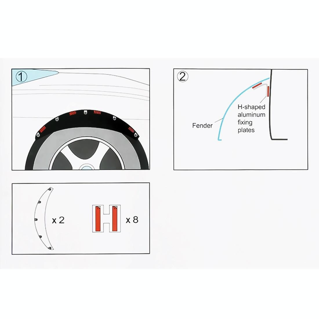 2 Pcs 58Cm Car Stickers Rubber Round Arc Strips Fender Flares Wheel Eyebrow Decal Sticker Black