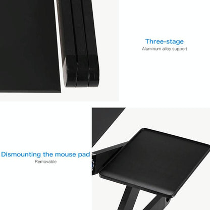 Foldable Laptop Stand with Dual Fans & Mouse Pad - 360 Degree Adjustable - Black
