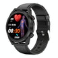 1.39 Inch Ips Screen Ip67 Waterproof Leather Band Smart Watch Support Body Temperature Monitoring / Ecg - Black