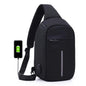 Portable Anti Theft Chest Bag With Usb Charging For Outdoor Sports Men / Women - Black