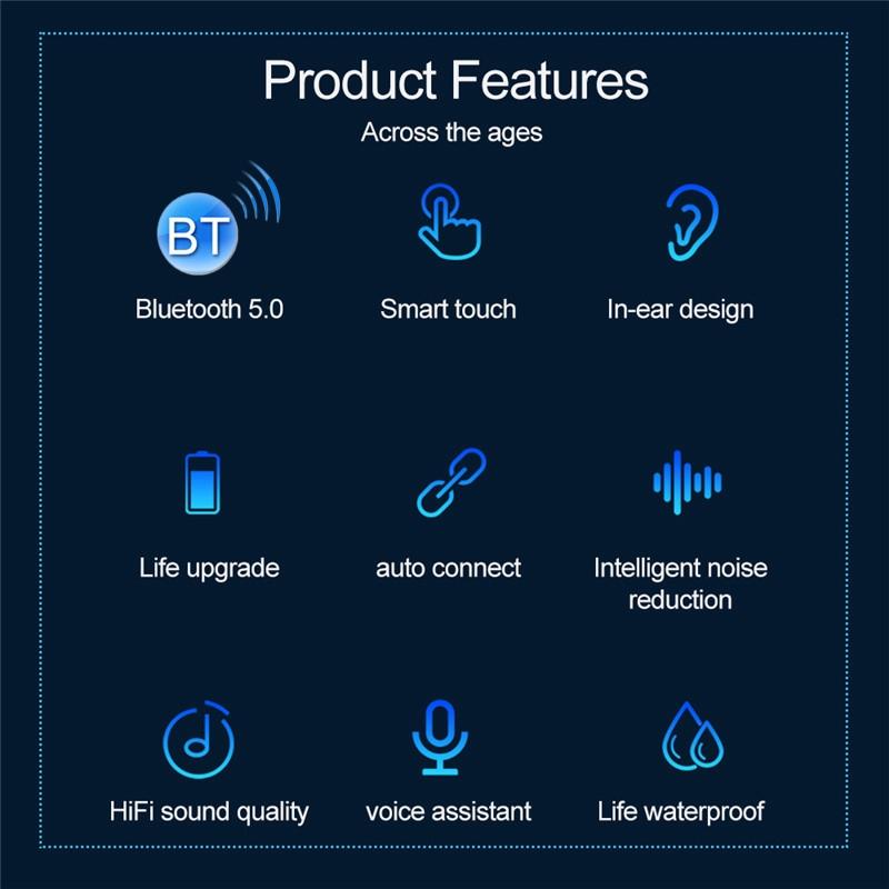 Wireless Noise-cancelling Earbuds with Charging Case - Black