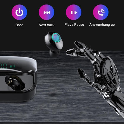 Wireless Stereo Bluetooth Headset with Charging Case and Digital Display - M7 Tws V5.0 - Black