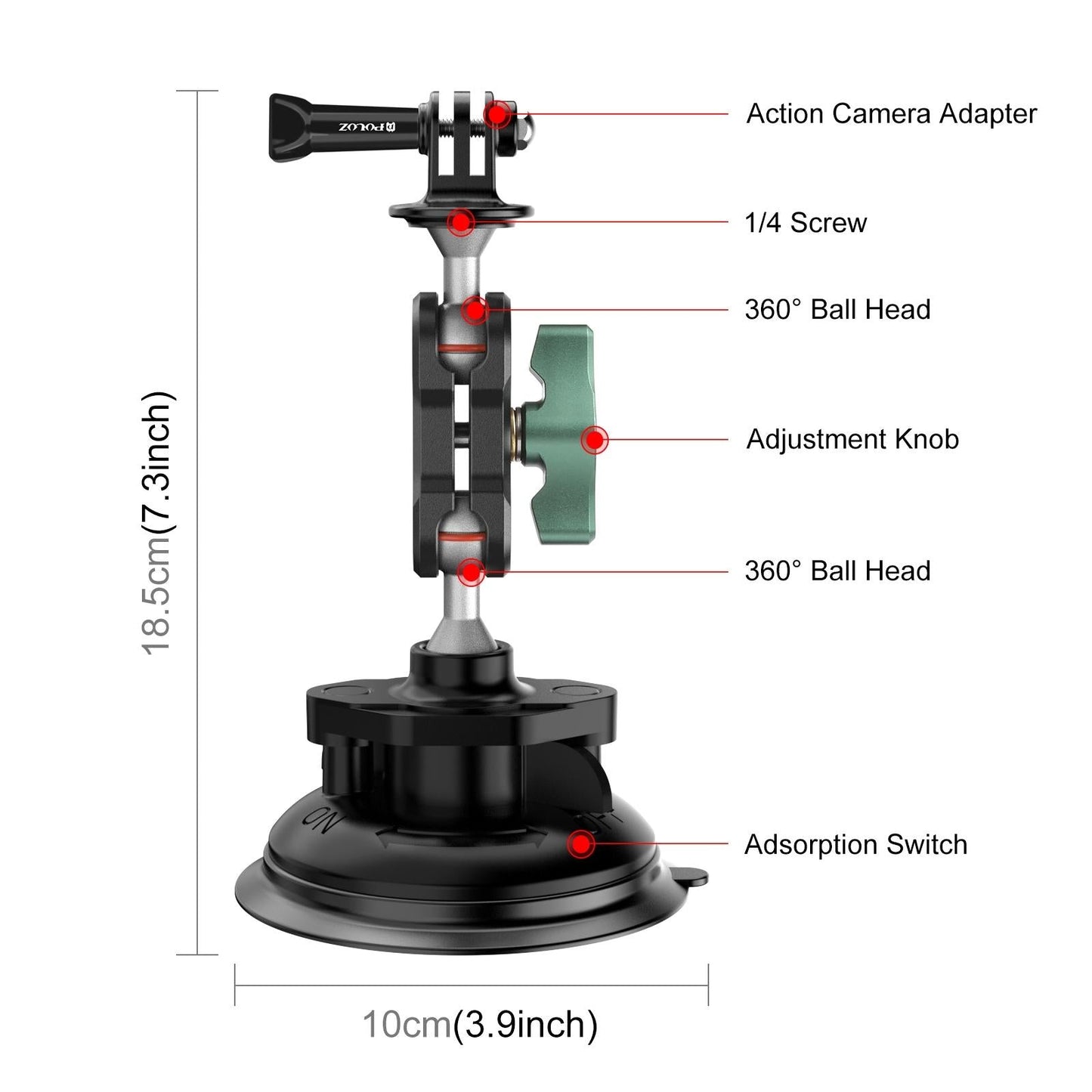 Aluminum Alloy Magic Arm with Strong Suction Cup