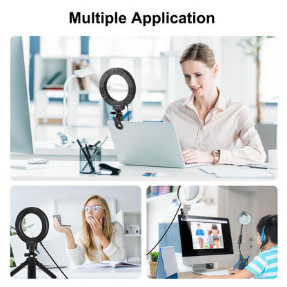 6.2 Dual-colour Ring Light with Usb 3 Modes Monitor Clip - Black