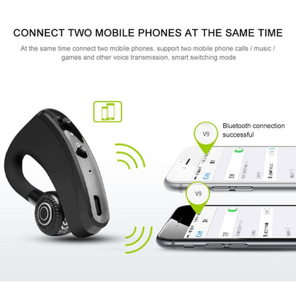 V9 Wireless Bluetooth Headset with Mic for Drivers - Black