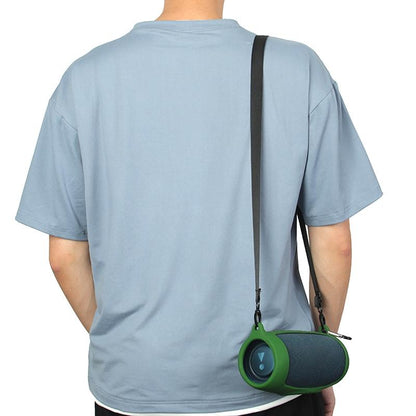 Portable Silicone Speaker Cover with Shoulder Strap & Carabiner for Jbl Charge 5 - Black