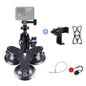 Triangle Suction Cup Mount for Gopro with Tripod Adapter and Phone Clamp