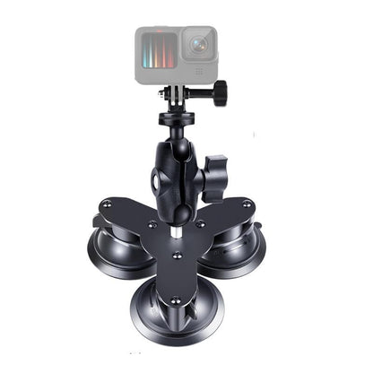 Triangle Suction Cup Mount for Gopro with Tripod Adapter and Phone Clamp