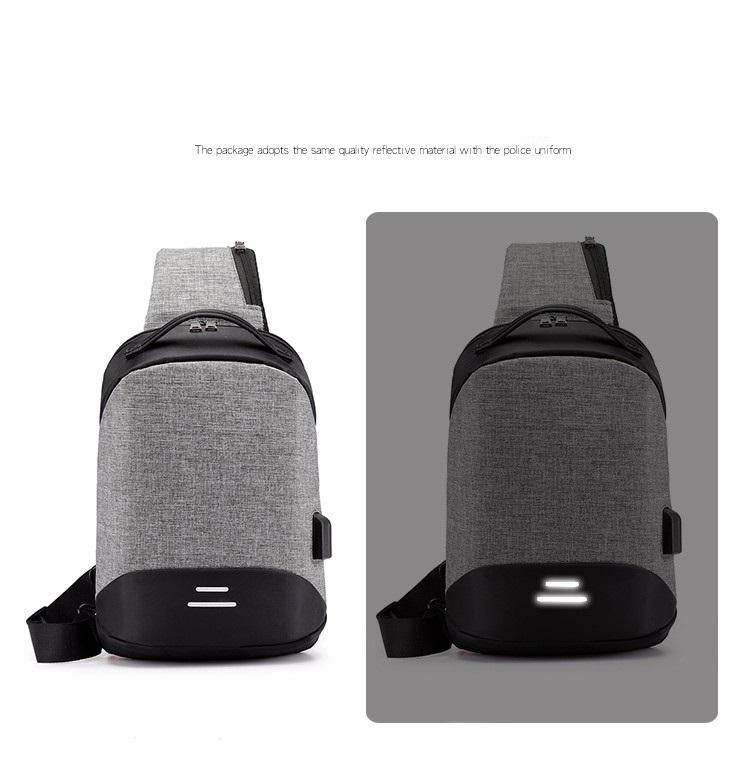 Versatile Oxford Shoulder Bag With Earphone & Usb - Black