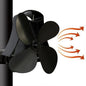 4-Blade Heat Powered Fireplace Stove Fan - Aluminum - Black