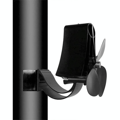 4-Blade Heat Powered Fireplace Stove Fan - Aluminum - Black