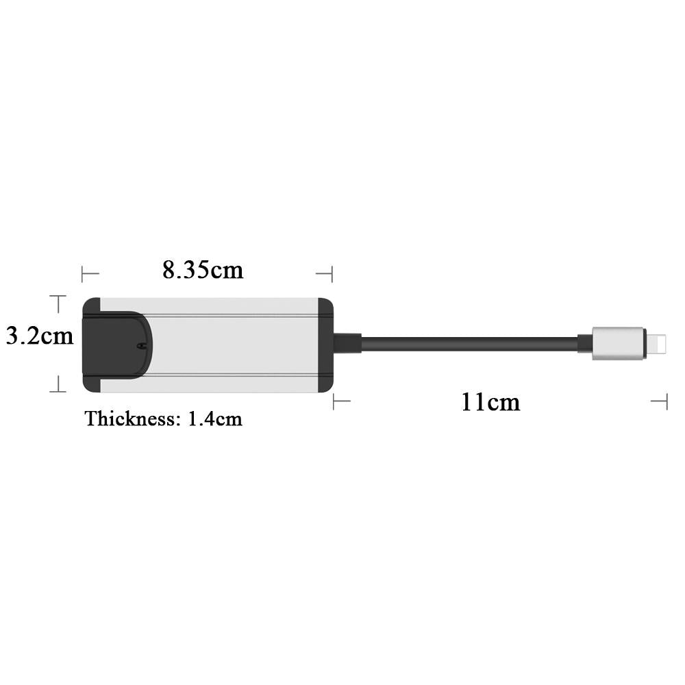 8Pin To Rj45 Usb 2.0 Hub Adapter - Black