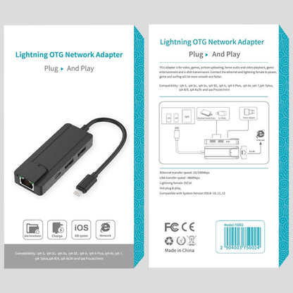 8Pin To Rj45 Usb 2.0 Hub Adapter - Black