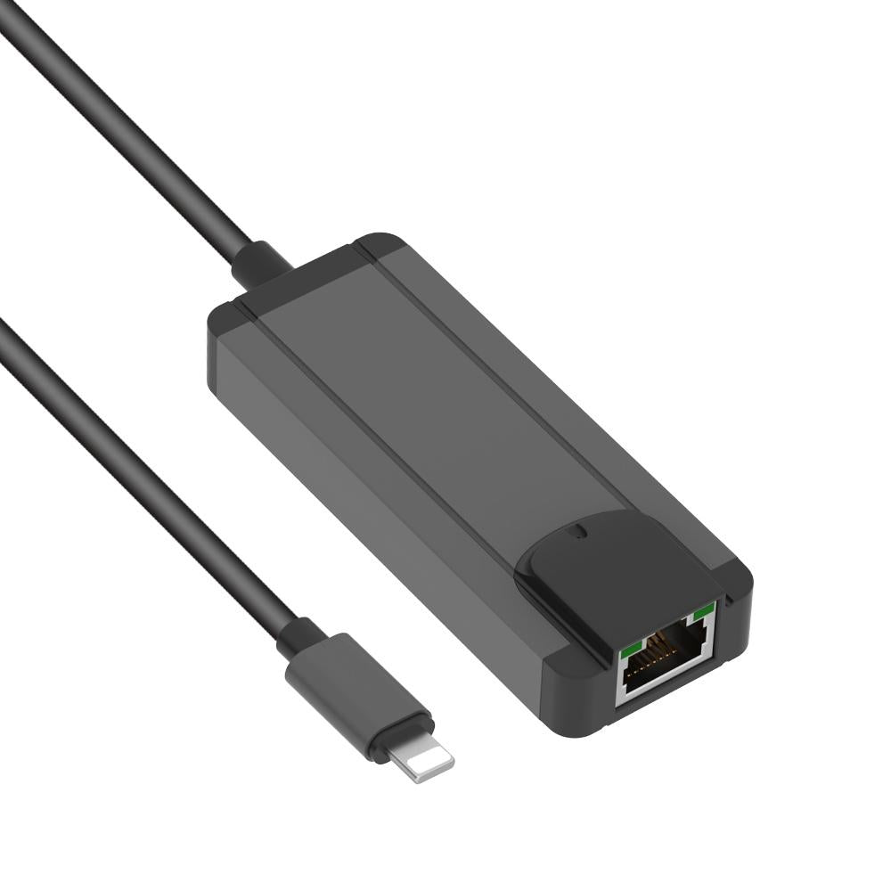 8Pin To Rj45 Usb 2.0 Hub Adapter - Black