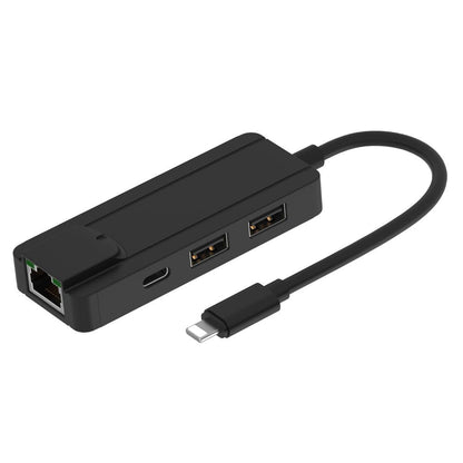 8Pin To Rj45 Usb 2.0 Hub Adapter - Black