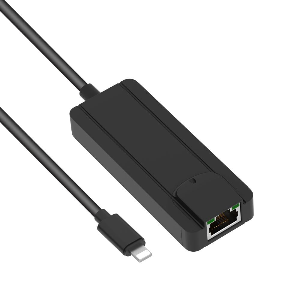 8Pin To Rj45 Usb 2.0 Hub Adapter - Black