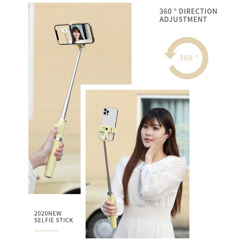 Bluetooth Remote Selfie Stick with Dual Fill Light and Tripod - Black