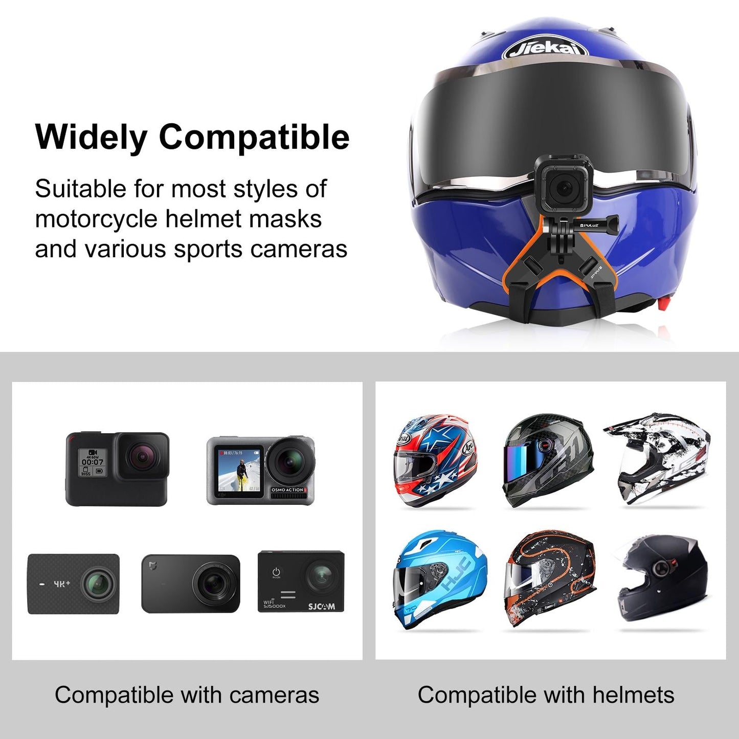 Universal Chin Strap Mount For Action Cameras - Black